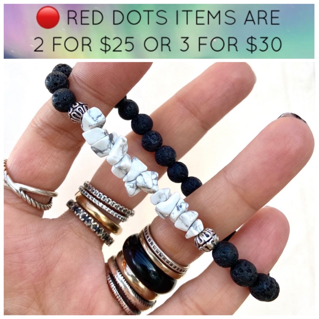 Genuine Howlite & Lava Rock Bead Bracelet